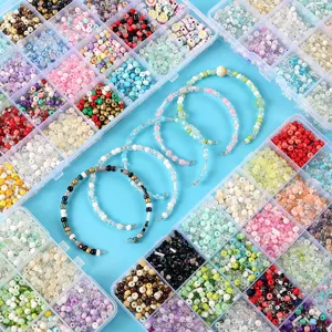 Set Scatola Organizer Perline Di Vetro Colori Misti Perline Alfabeto In Acrilico Per Braccialetti Collane Fai Da Te Creazione Gioielli Artigianali