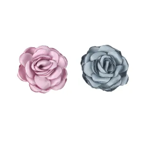 Set of two handcrafted burnt-edge fabric roses for DIY wedding and hair accessories