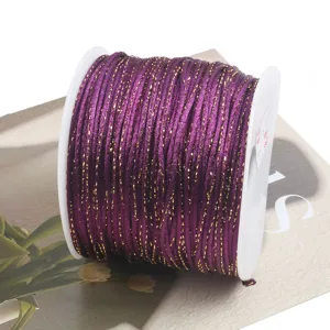 2mm Metallic Gold Thread Jade Cord Braiding Rope DIY Chinese Knot Craft Spool Purple Cord
