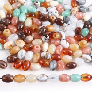 Perles tonneau ovales en acrylique de couleur mixte pour la fabrication de bijoux DIY