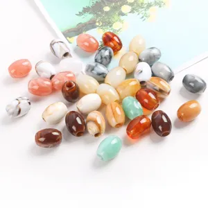 Perles baril bicolores ovales en acrylique perles à grand trou pour accessoires bijoux DIY
