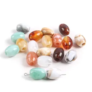 Perles tonneau ovales acrylique grand trou marbrees DIY bijoux fabrication bracelets accessoires
