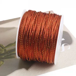 Brown metallic cord spool 2mm DIY Chinese knot jade thread handmade braided rope crafting supply
