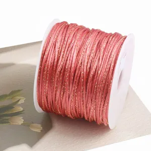 2mm metallic gold thread braided cord for DIY Chinese knot crafting and handmade bracelets.