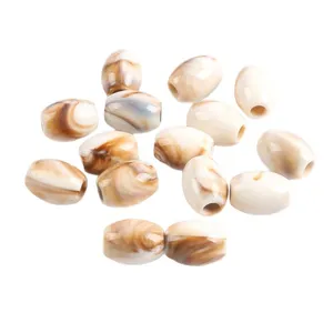 Perles baril ovales bicolores en acrylique grands trous pour fabrication de bijoux DIY colliers