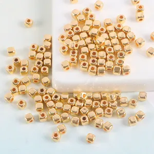 Gold square beads spacer beads CCB cube beads for DIY jewelry making handmade accessories crafting