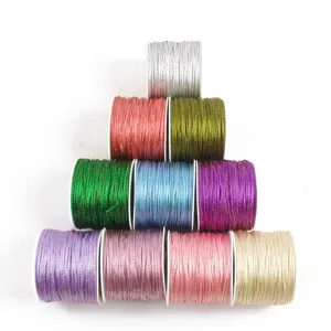 2mm Metallic Cord Spools DIY Handmade Craft Thread Colorful Chinese Knot Weaving Ropes