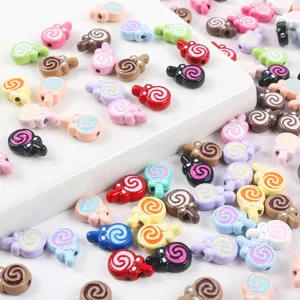 Cute Cartoon Lollipop Candy Enamel Zinc Alloy Loose Beads Sweet Bowknot Design通孔 Beads For Craft Bracelet Keychain Making Jewelry Components DIY Accessories