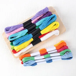 Colorful 6-strand polyester embroidery thread skeins for cross-stitch and sweater knitting