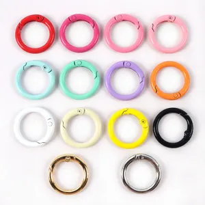 Mosquetones redondos de colores de 23 mm para manualidades y accesorios de llaveros