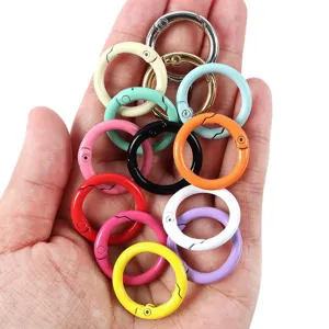 Juego de anillos de resorte coloridos de 23mm en aleación de zinc para llaveros y manualidades.
