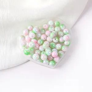 Acrylic pastel gradient AB color round beads detail view for DIY phone chain jewelry making accessories