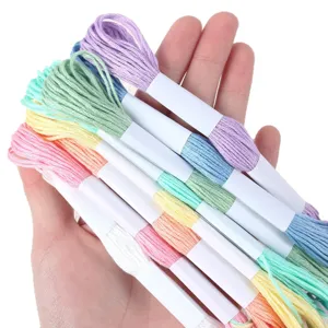 A vibrant collection of multi-color 6-strand polyester embroidery threads for cross-stitching