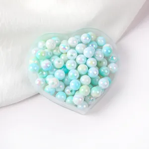 Acrylic round beads with AB color effect, ideal for DIY phone chains and jewelry accessories.