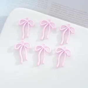 Pendatifs breloques nœud ruban rose en alliage pour fabrication de bijoux colliers bracelets DIY