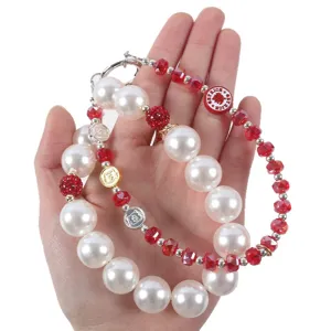 Pearl crystal phone charm strap handmade beaded wrist lanyard stylish mobile accessory