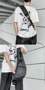 Waterproof men's large capacity outdoor chest bag with multi-layer zipper storage
