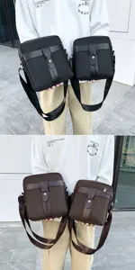 Men's fashion large capacity Oxford cloth messenger bags in black and brown colors