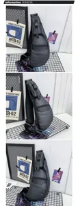 Multiple view angles of a black large-capacity waterproof men's outdoor chest bag