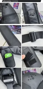 Detailed views of waterproof men's sling bag showing multi-compartments and texture