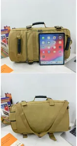 Large khaki canvas travel backpack with multi-compartment design for outdoor sports trips