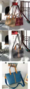Sac fourre-tout en toile multicolore avec poignées en cuir élégantes et bandoulière