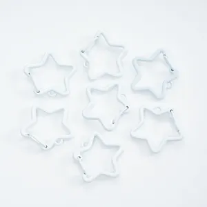 Set of seven white star-shaped carabiner clips for DIY jewelry making and keychain accessories
