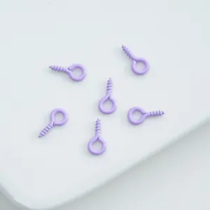 Purple screw eyes eye hooks DIY craft jewelry making miniature hardware small metal loops parts