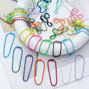 Colorful metal ball bead chains with clasps for DIY jewelry making and keychain accessories.