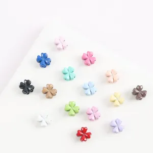 Set of colorful alloy four-leaf clover beads for DIY handmade jewelry accessories