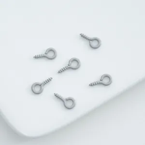 Grey painted eye screws tiny metal screw eyes for DIY phone case crafts charms jewelry making
