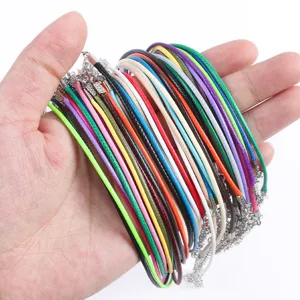 Faux Leather Waxed Necklace Cord Rope With Alloy Lobster Clasp And Extension Chain For DIY Jewelry Making Accessory Gifts