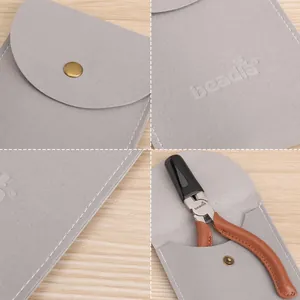 Πένσα κοσμημάτων ακριβείας από χάλυβα για DIY με γκρι θήκη αποθήκευσης από μικροΐνες