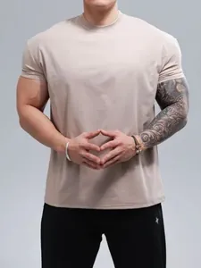 Heren Muscle Fit Sport T-Shirt Sneldrogend Ademend Ronde Hals Korte Mouw Gym Training Top Effen Kleur Polyester Shirt