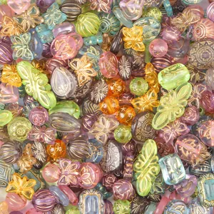 Colorful mixed acrylic baroque gold-painted beads for DIY jewelry and phone charm making.