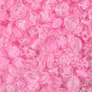 Pink acrylic beads mix assorted shapes DIY bracelet making craft supplies parts!