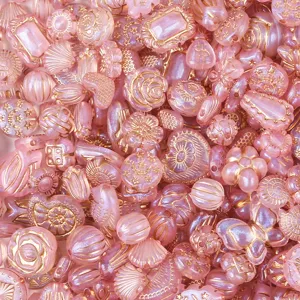 Acrylic baroque mixed shape beads pink gold diy bracelet phone charm jewelry supplies