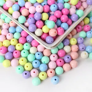 Colorful acrylic round beads loose spacer beads for DIY handmade jewelry making crafts.