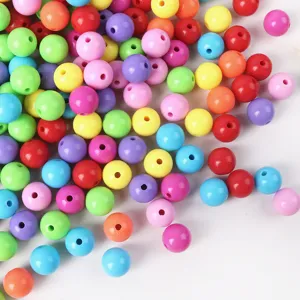 Colorful acrylic round beads loose beads for DIY handmade jewelry making crafts.