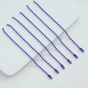 Purple metal ball chains for DIY jewelry making, keychains, and craft accessories detail.