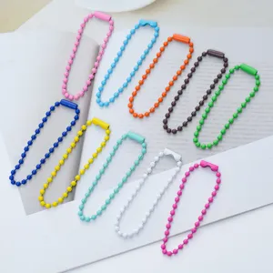 Colorful alloy ball chains detail view, perfect for handmade DIY jewelry, keychains and tags.