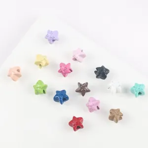 Colorful 3D puffy star alloy beads with X design for DIY phone chains and jewelry accessories.