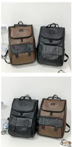Vue détaillée comparative de grands sacs à dos en cuir PU en noir et en marron