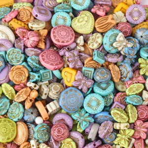 Mixed baroque gold-plated acrylic beads, DIY shaped loose beads for handmade bracelets charms.