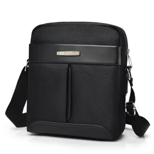 Sac bandoulière homme élégant en tissu Oxford noir pour le travail et les loisirs, solide
