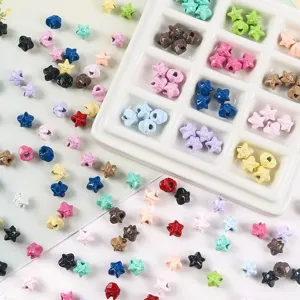 Πολύχρωμες 3D χάντρες αστέρι από κράμα για DIY κοσμήματα και αξεσουάρ κινητών, 8mm