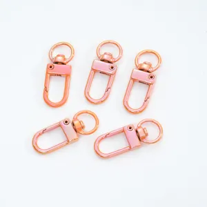 Moschettoni in lega di zinco con finitura rosa AB iridescente per portachiavi DIY