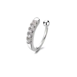 Eleganter silberner Ohrmanschette mit Zirkonia und gedrehtem hohlen Design für Damen