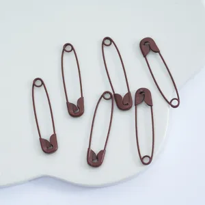 Brown alloy safety pins for DIY jewelry accessories and crafting projects. Pack of six.