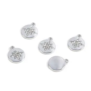 Silver alloy star charms with clear rhinestones for DIY jewelry making and pendants